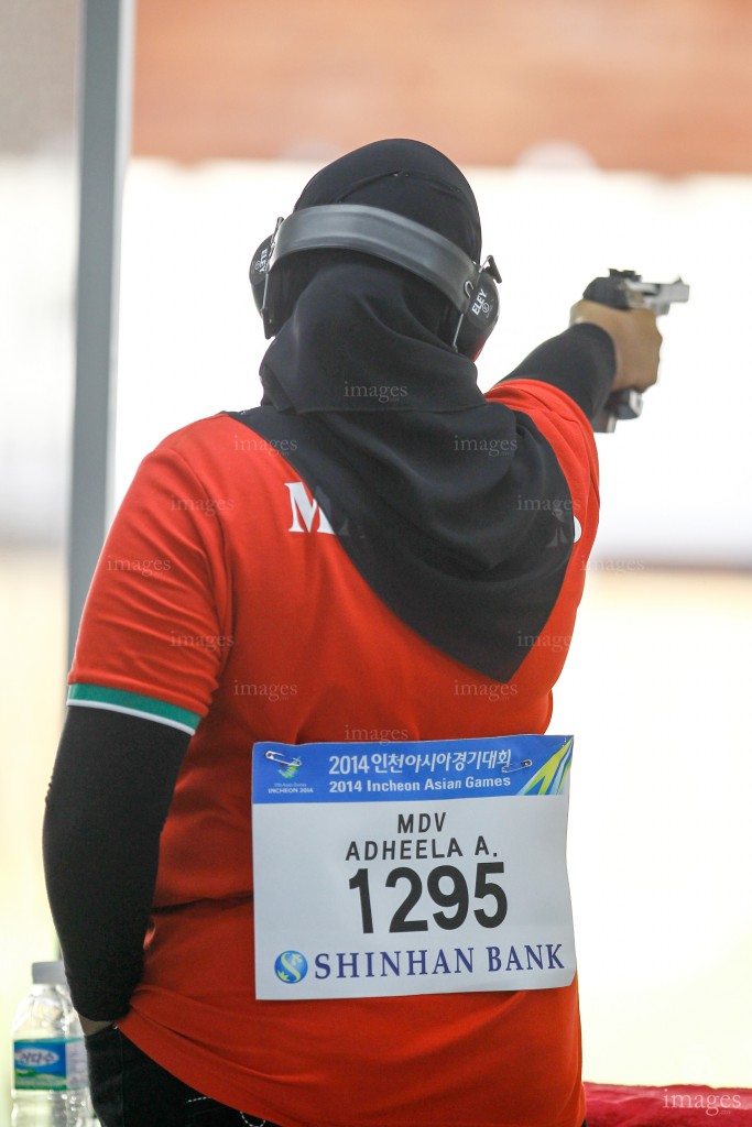 Maldivian shooting team in Asian Games 2014 in Incheon, South Korea (Images.mv Photo/ Hussain Sinan).