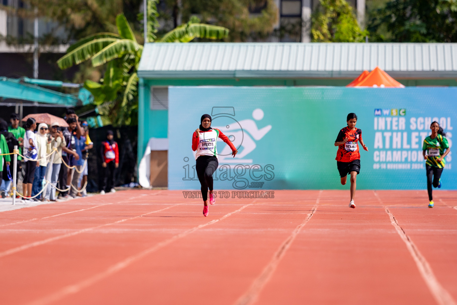 Day 3 of MWSC Interschool Athletics Championships 2024 held in Hulhumale Running Track, Hulhumale, Maldives on Monday, 11th November 2024. 
Photos by: Hassan Simah / Images.mv