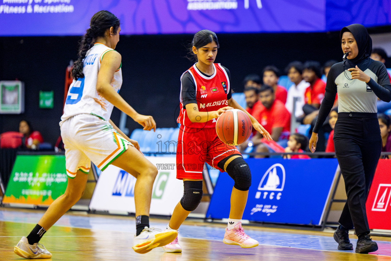 Maldives vs India in Day 3 of Under 16 Woman's Asian Cup SABA Qualifiers 2025 was held in Social Center, Male', Maldives on Saturday, 14th June 2025. Photos: Nausham Waheed / images.mv