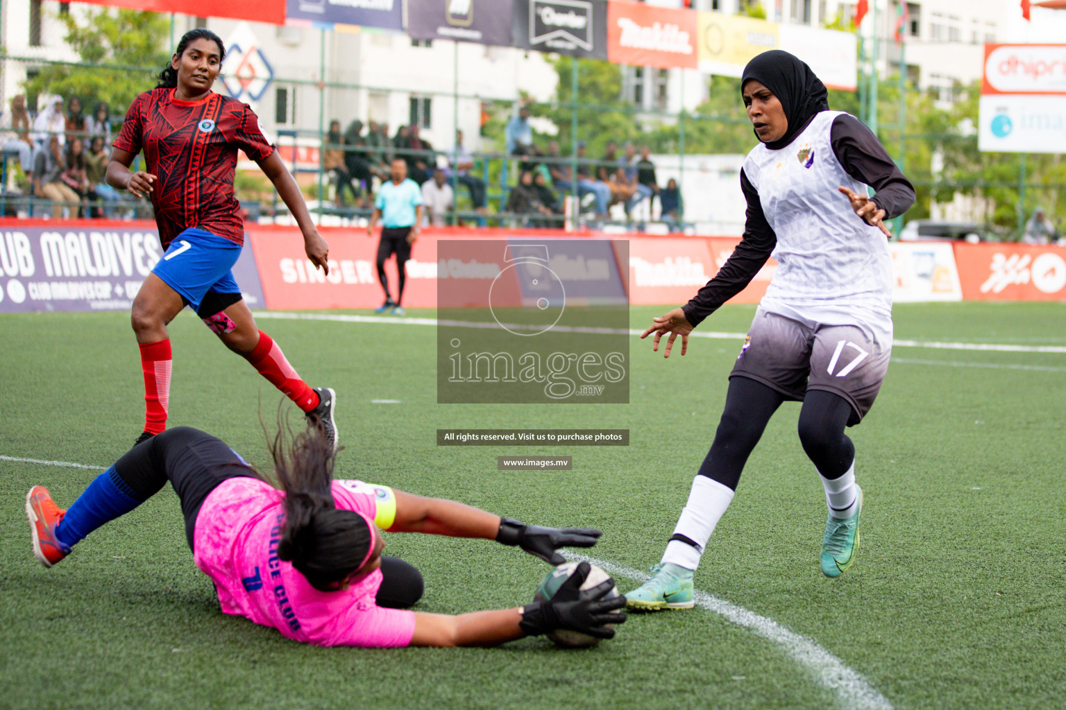 Fenaka vs Police in Eighteen Thirty 2023 held in Hulhumale, Maldives, on Sunday, 03 August 2023. 
Photos: Hassan Simah / images.mv