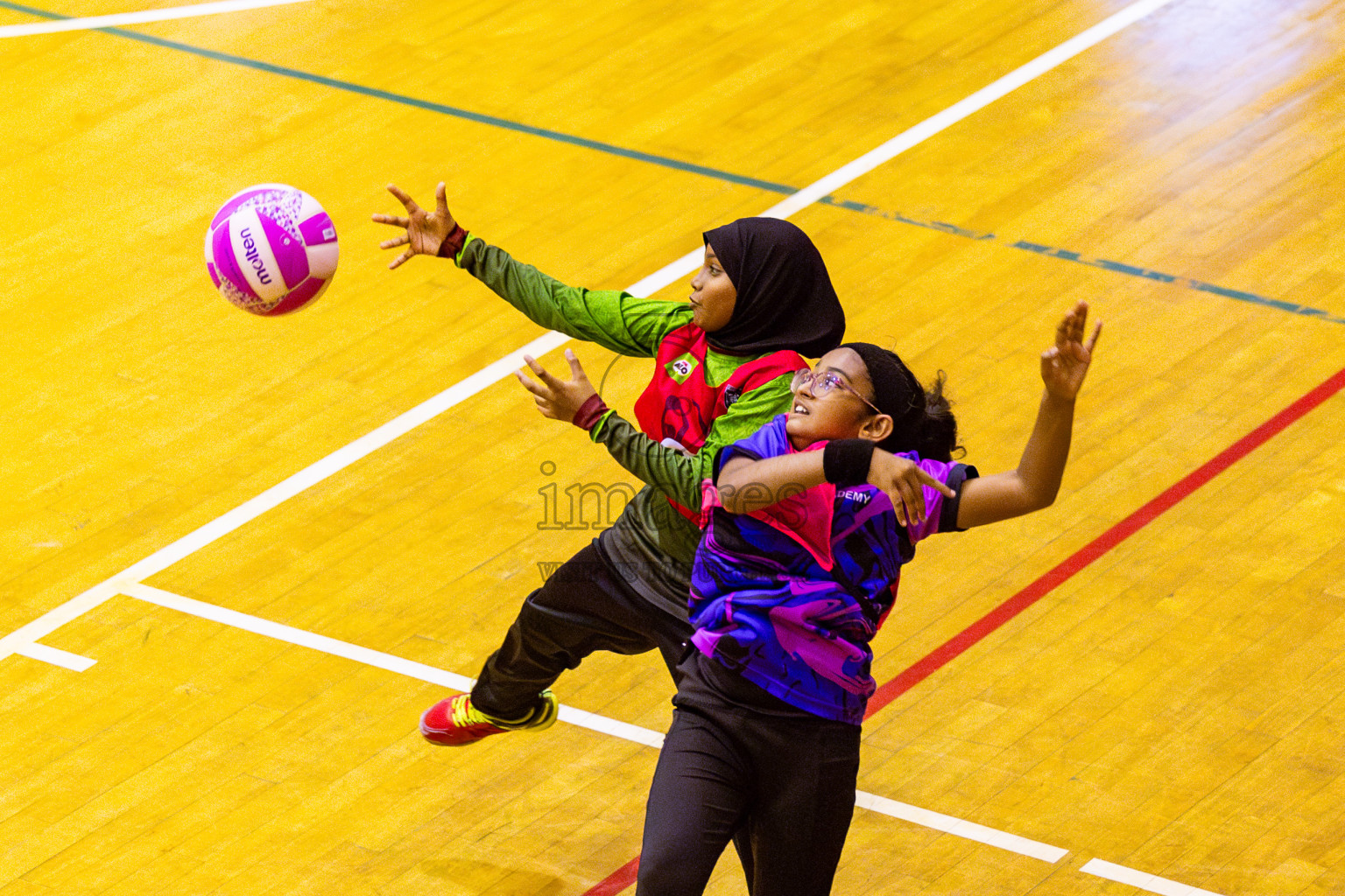 N Sports Academy B vs Fiontti Sports Club U11 Finals of 3rd Netball Junior Championship, held at Social Center on Saturday, 25th January 2025 . Photos: Nausham Waheed / images.mv