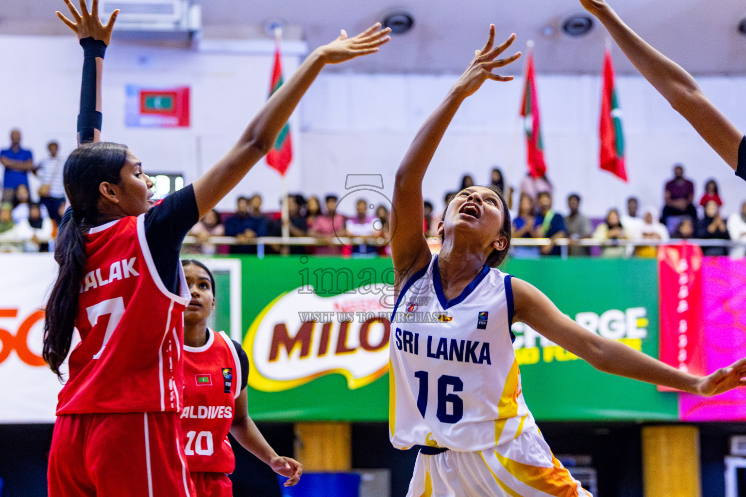 Maldives vs SriLanka in Day 2 of Under 16 Woman's Asian Cup SABA Qualifiers 2025 was held in Social Center, Male', Maldives on Friday, 13th June 2025. Photos: Nausham Waheed / images.mv