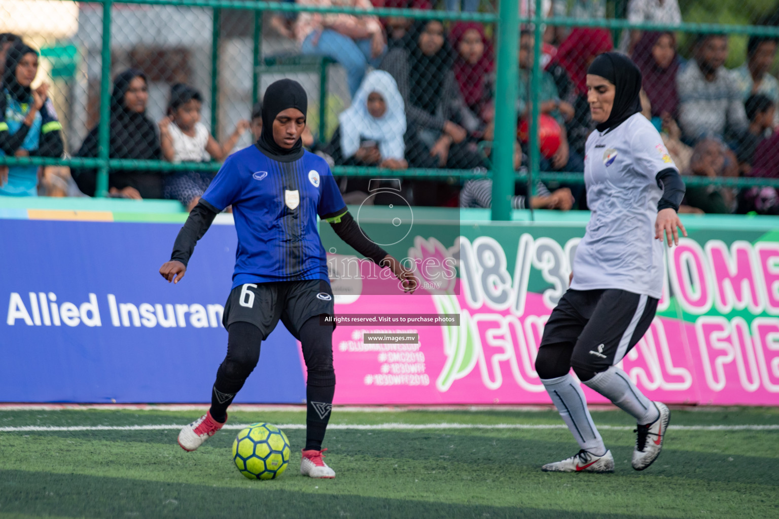 Maldives Ports Limited vs Dhivehi Sifainge Club in the semi finals of 18/30 Women's Futsal Fiesta 2019 on 27th April 2019, held in Hulhumale Photos: Hassan Simah / images.mv