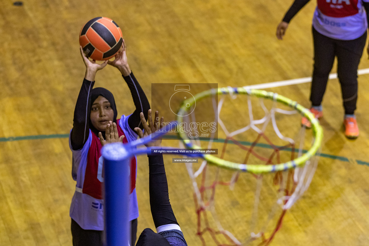 Sports Club Skylark vs Vyansa in the Milo National Netball Tournament 2022 on 17 July 2022, held in Social Center, Male', Maldives. 
Photographer: Hassan Simah / Images.mv