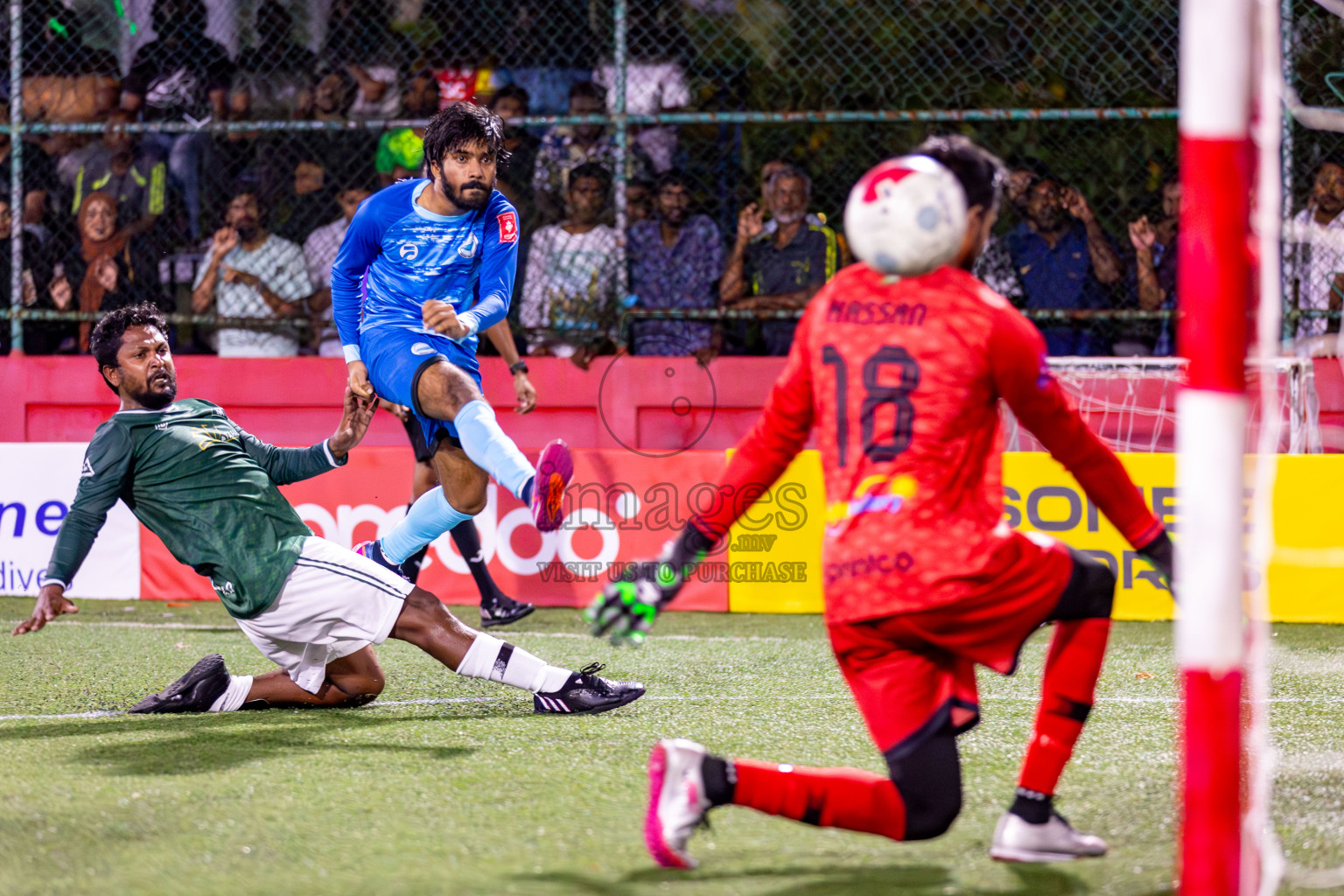 N Miladhoo vs N Maafaru in Day 6 of Golden Futsal Challenge 2024 was held on Saturday, 20th January 2024, in Hulhumale', Maldives Photos: Hassan Simah / images.mv