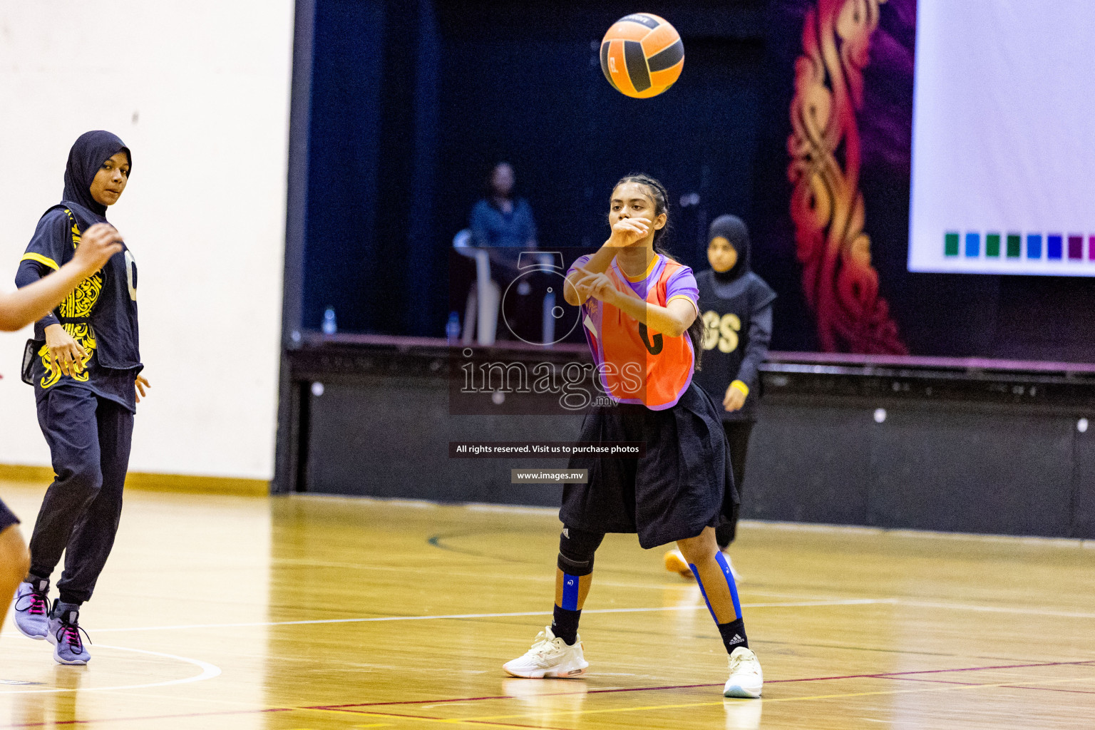 Day 9 of 24th Interschool Netball Tournament 2023 was held in Social Center, Male', Maldives on 4th November 2023. Photos: Hassan Simah / images.mv