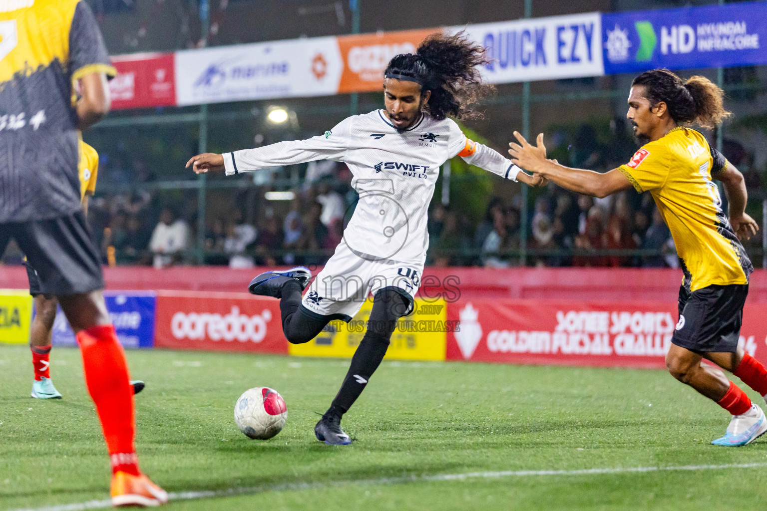 M Muli vs M Naalaafushi in Day 22 of Golden Futsal Challenge 2024 was held on Monday , 5th February 2024 in Hulhumale', Maldives Photos: Nausham Waheed / images.mv