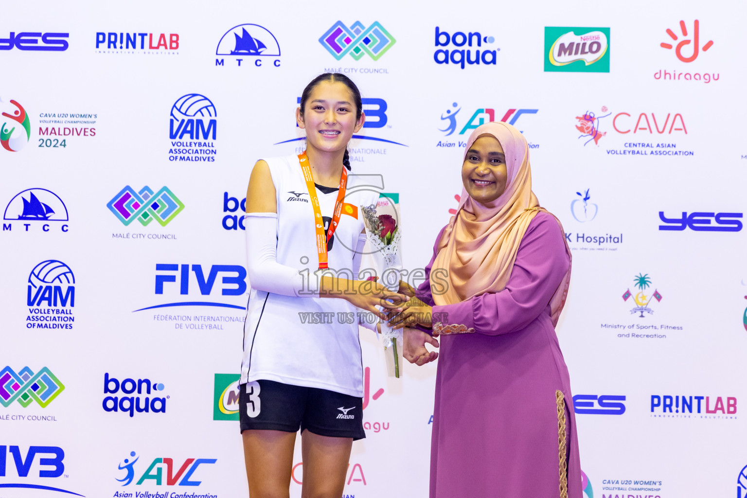 Kyrgyzstan vs Sri Lanka in Final of CAVA U20 Woman's Volleyball Championship 2024 was held in Social Center, Male', Maldives on 23rd July 2024. Photos: Nausham Waheed / images.mv