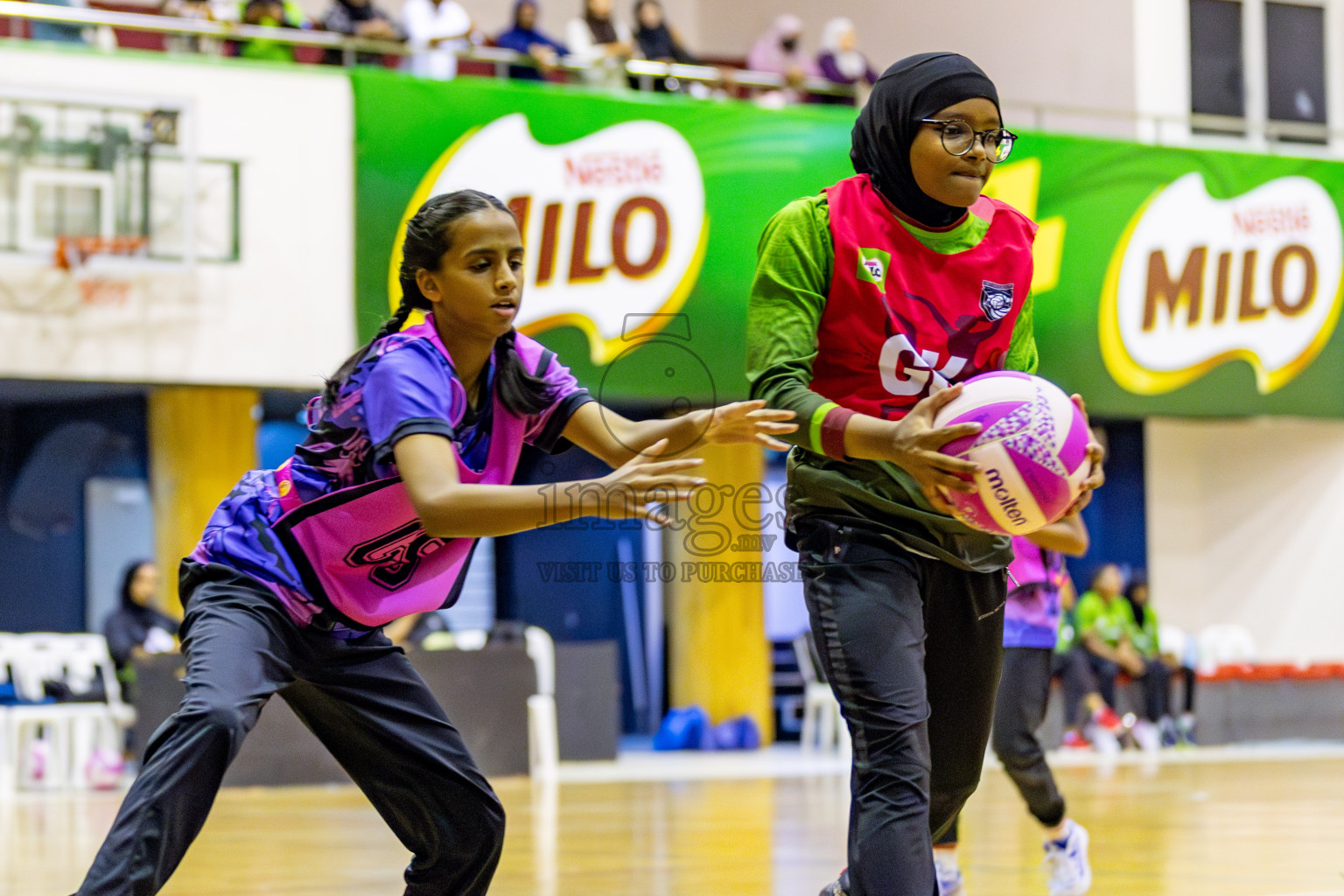 N Sports Academy A vs Fiontti Sports Club  in Day 3 of 3rd Netball Junior Championship, held at Social Center on Tuesday, 21st January 2025 . 
Photos: Hassan Simah / images.mv