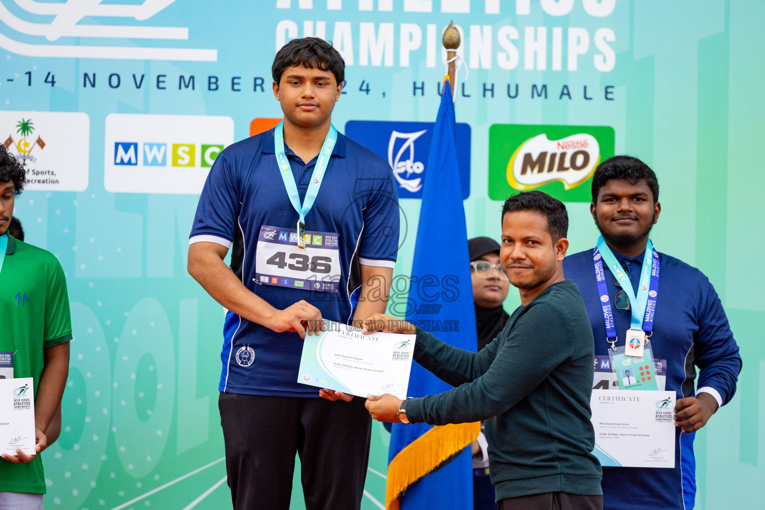 Day 2 of MWSC Interschool Athletics Championships 2024 held in Hulhumale Running Track, Hulhumale, Maldives on Sunday, 10th November 2024. 
Photos by: Hassan Simah / Images.mv