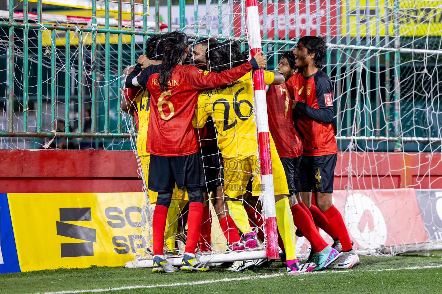 L. Gan VS HDh. Naivaadhoo in Round of 16 on Day 40 of Golden Futsal Challenge 2024 which was held on Tuesday, 27th February 2024, in Hulhumale', Maldives Photos: Hassan Simah / images.mv