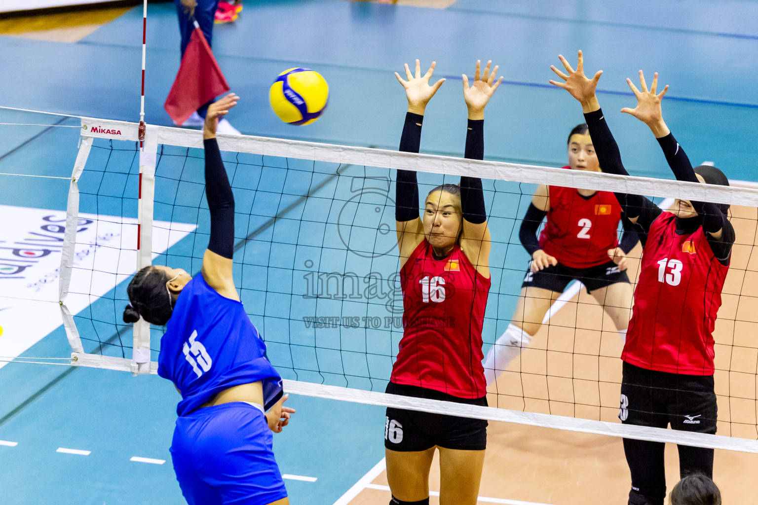 Kyrgyzstan vs Nepal in Semi Final of CAVA U20 Woman's Volleyball Championship 2024 was held in Social Center, Male', Maldives on 22nd July 2024. Photos: Nausham Waheed / images.mv