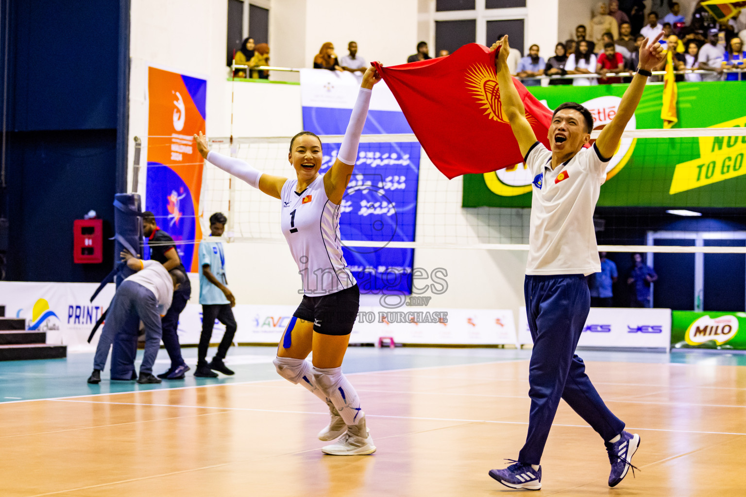 Kyrgyzstan vs Sri Lanka in Final of CAVA U20 Woman's Volleyball Championship 2024 was held in Social Center, Male', Maldives on 23rd July 2024. Photos: Nausham Waheed / images.mv