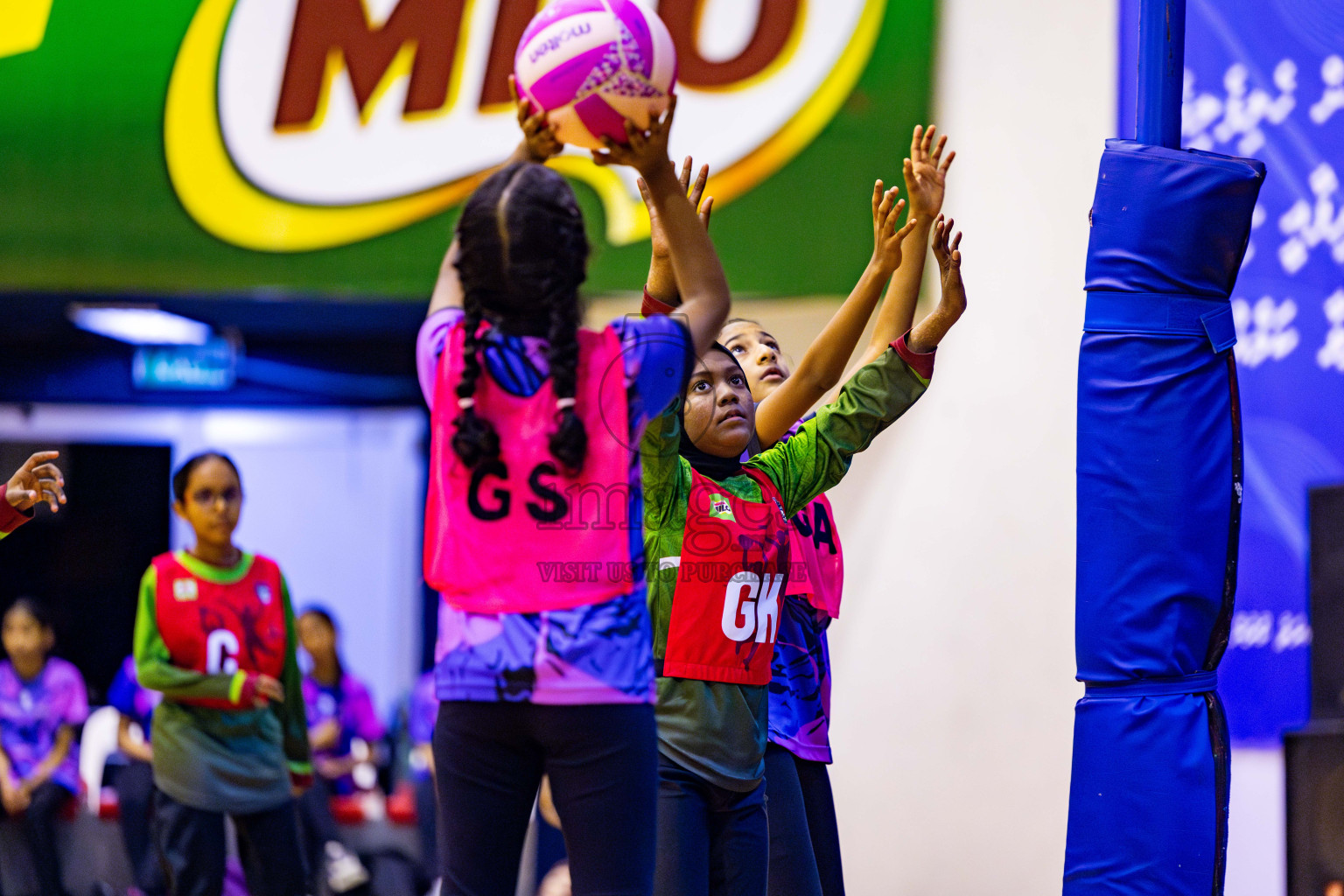 N Sports Acamdemy A vs Fiontti Sports Club in Day 3 of 3rd Netball Junior Championship, held at Social Center on Tuesday, 21st January 2025 . Photos: Nausham Waheed / images.mv