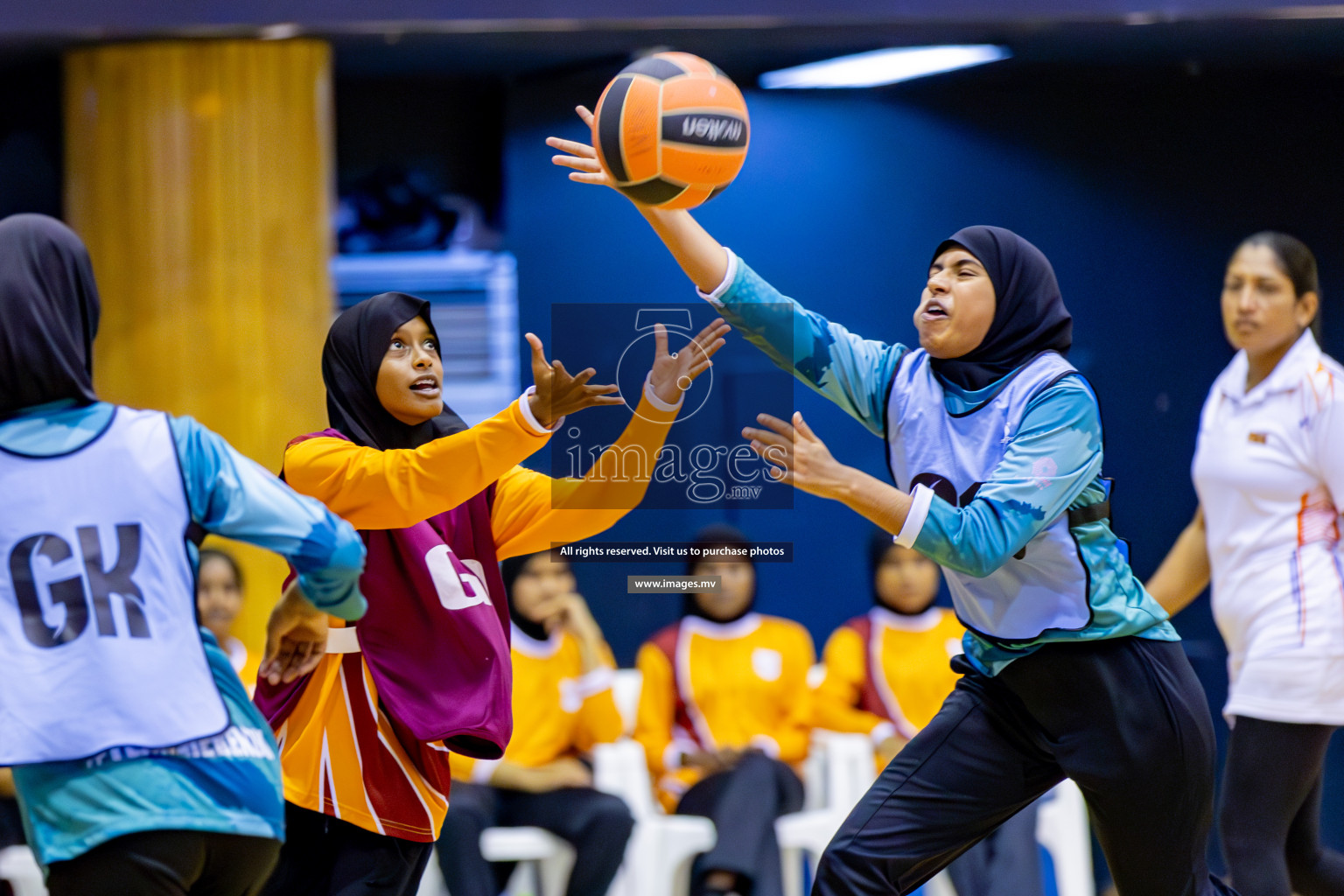 Day 9 of 24th Interschool Netball Tournament 2023 was held in Social Center, Male', Maldives on 4th November 2023. Photos: Hassan Simah / images.mv