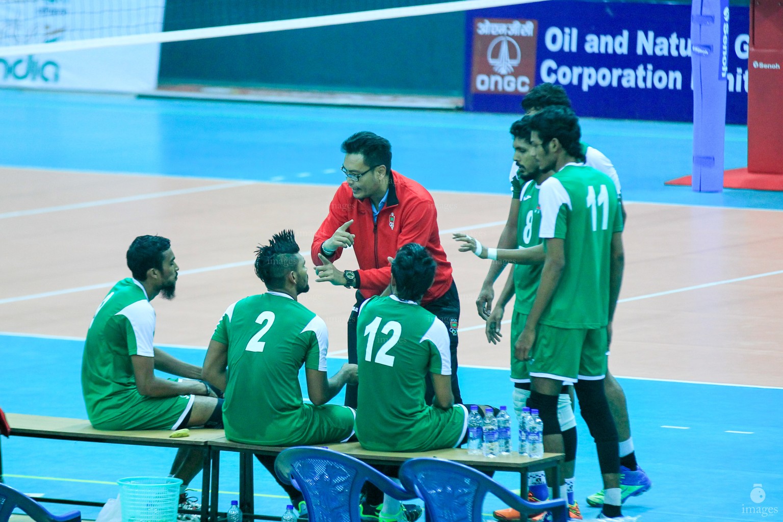 Maldives Volleyball men's team played against Bangladesh in group stage matches of South Asian Games in Guwahati, India, Saturday, February. 06, 2016.   (Images.mv Photo/ Hussain Sinan).