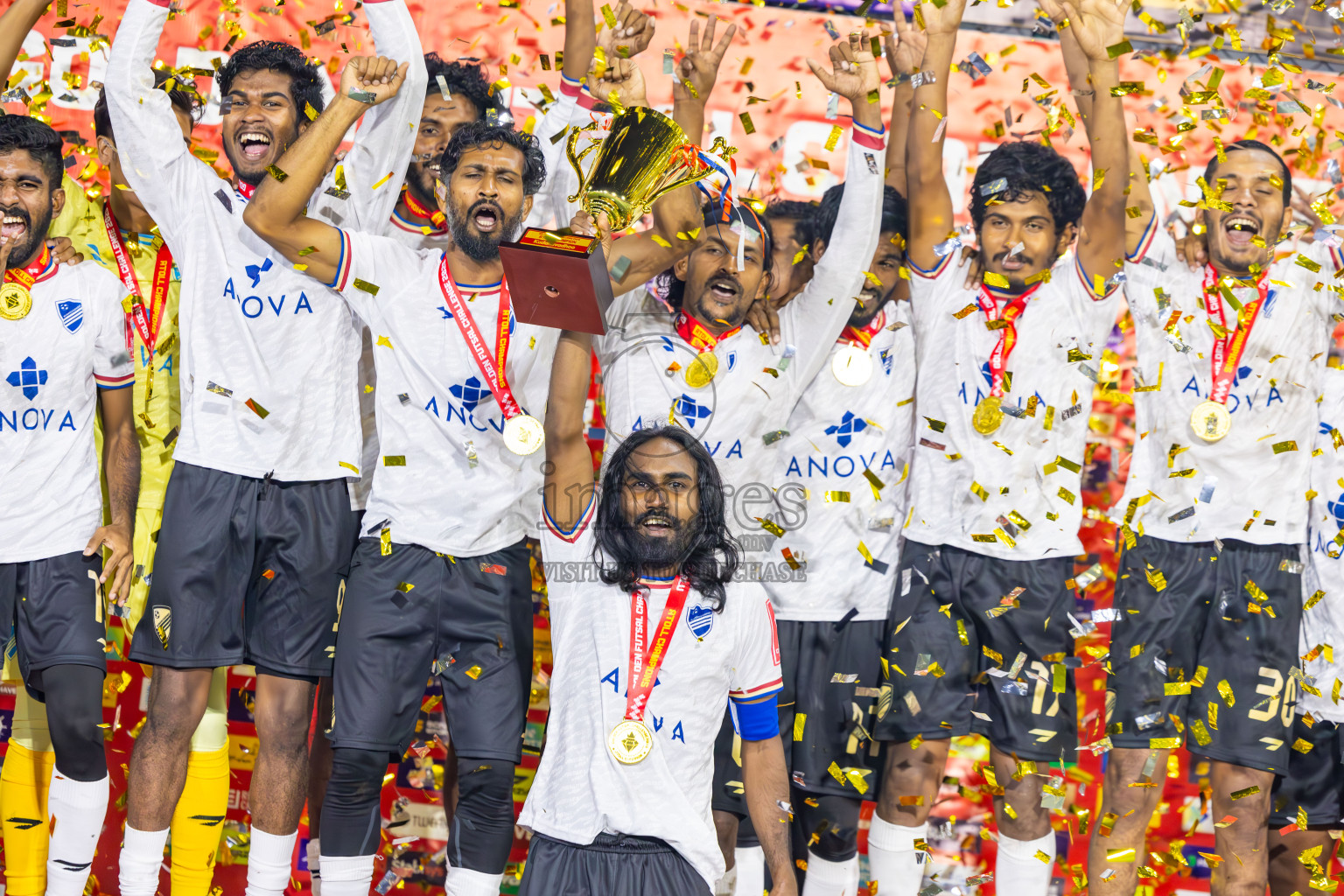 Dh Maaenboodhoo vs Dh Kudahuvadhoo in Dhaalu Atoll Finals in Day 25 of Golden Futsal Challenge 2025 was held on Wednesday , 28th January 2025, in Hulhumale', Maldives. Photos: Ismail Thoriq / images.mv