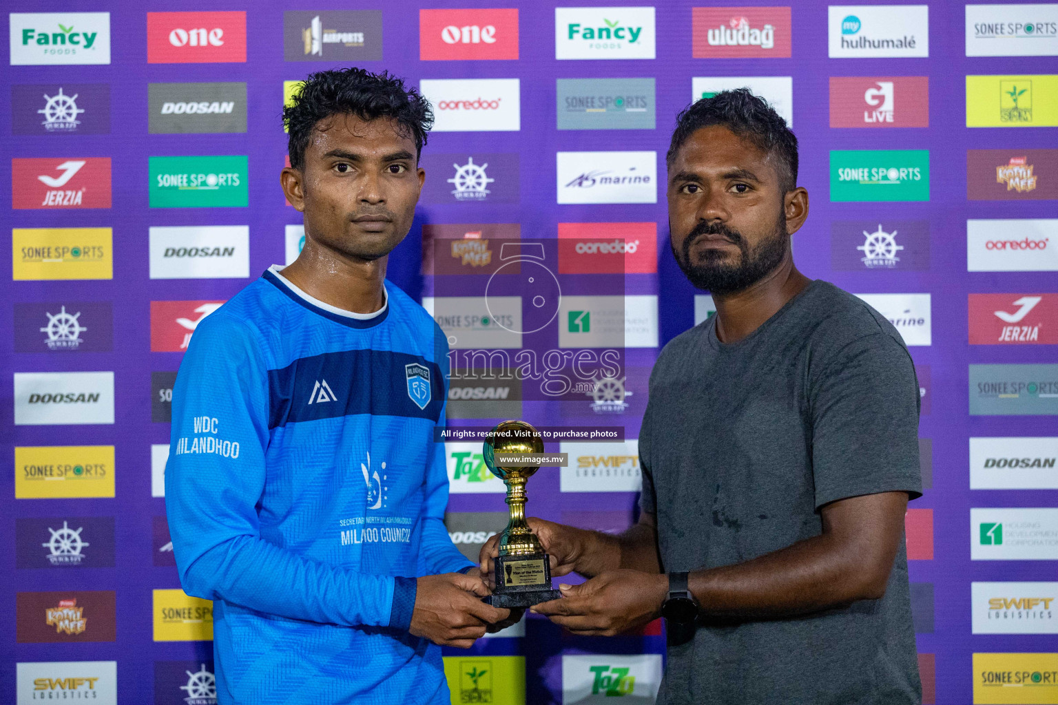 Sh. Milandhoo vs Sh. Maroshi in Day 2 of Golden Futsal Challenge 2023 on 06 February 2023 in Hulhumale, Male, Maldives