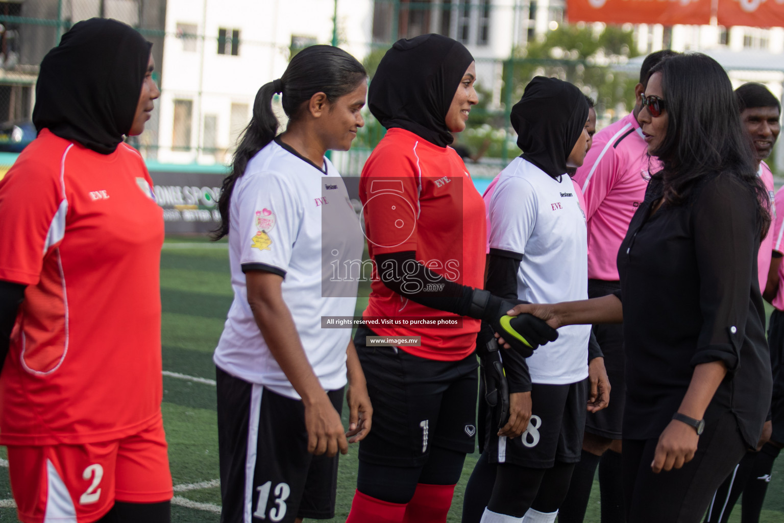 Maldives Ports Limited vs Dhivehi Sifainge Club in the semi finals of 18/30 Women's Futsal Fiesta 2019 on 27th April 2019, held in Hulhumale Photos: Hassan Simah / images.mv