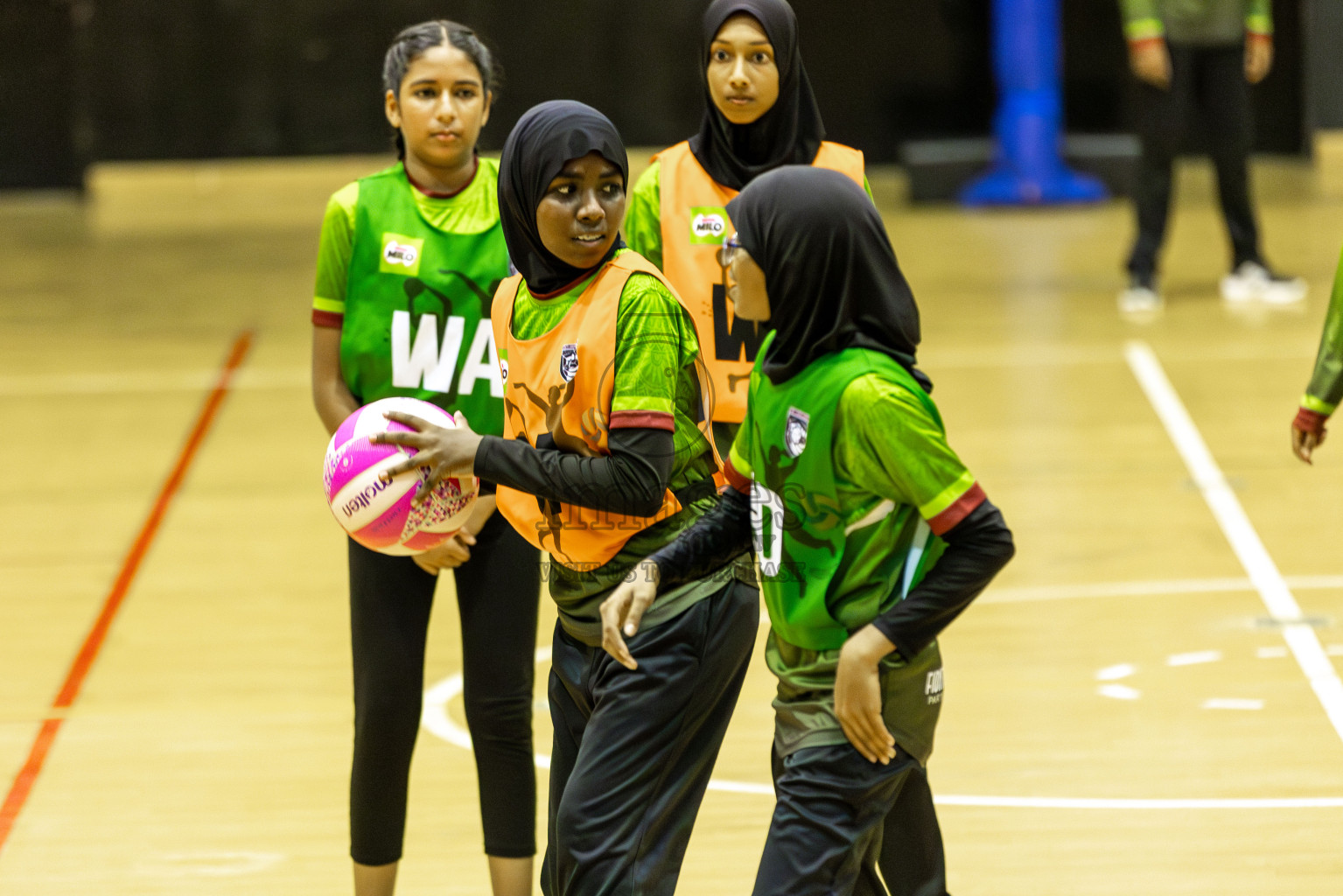 FIONTI A team vs Fionti SC in Day 5 of 3rd Netball Junior Championship, held at Social Center on Thursday 23rd January 2025 . Photos: Shuu Abdul Sattar / images.mv