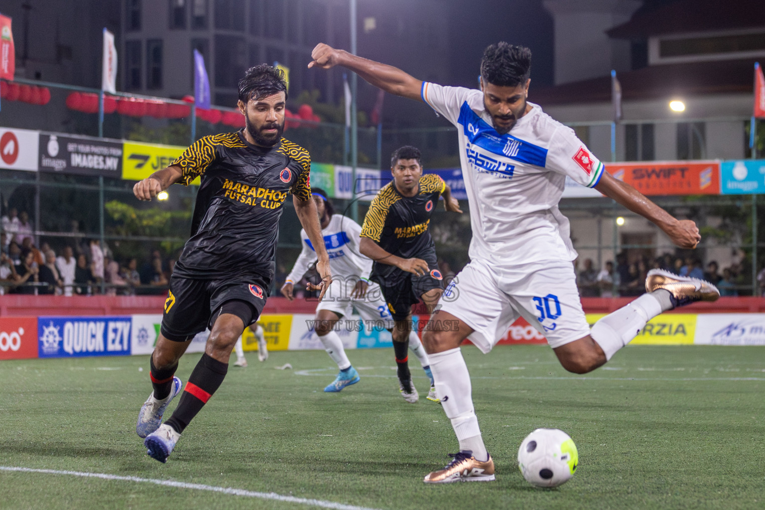 S Hithadhoo vs S Maradhoo in Day 18 of Golden Futsal Challenge 2024 was held on Thursday, 1st February 2024, in Hulhumale', Maldives Photos: Mohamed Mahfooz Moosa, / images.mv