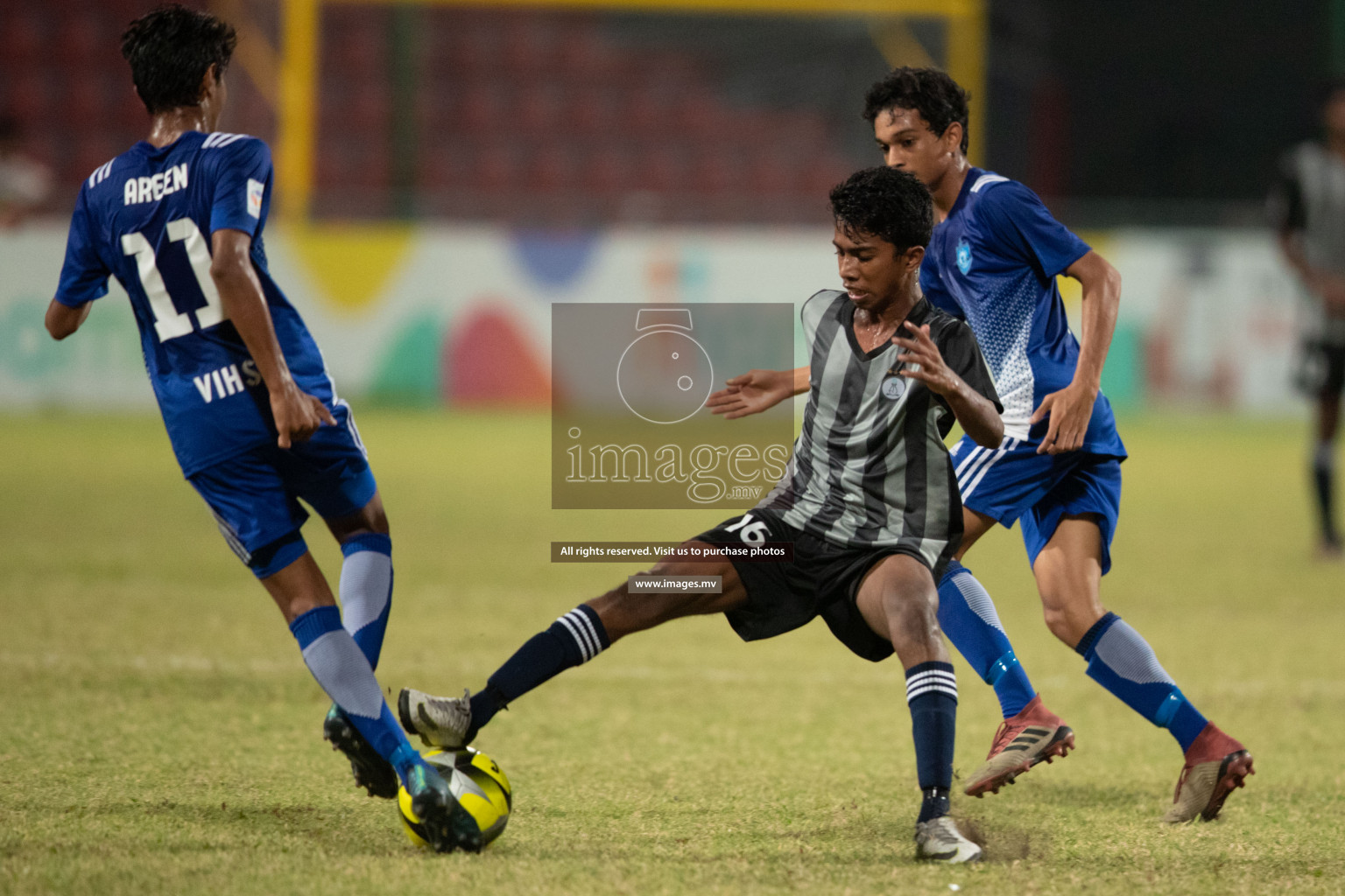 Ahmadhiyya International School vs VIHS in MAMEN Inter School Football Tournament 2019 (U18) in Male, Maldives on 31st March 2019, Photos: Hassan Simah / images.mv