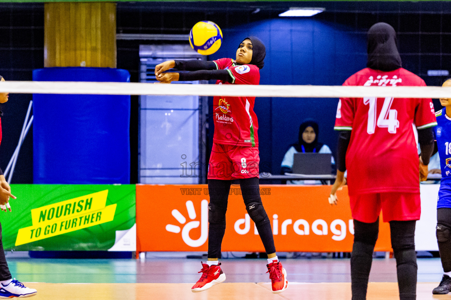 Nepal vs Maldives in Day 3 of CAVA U20 Woman's Volleyball Championship 2024 was held in Social Center, Male', Maldives on 20th July 2024. Photos: Nausham Waheed / images.mv