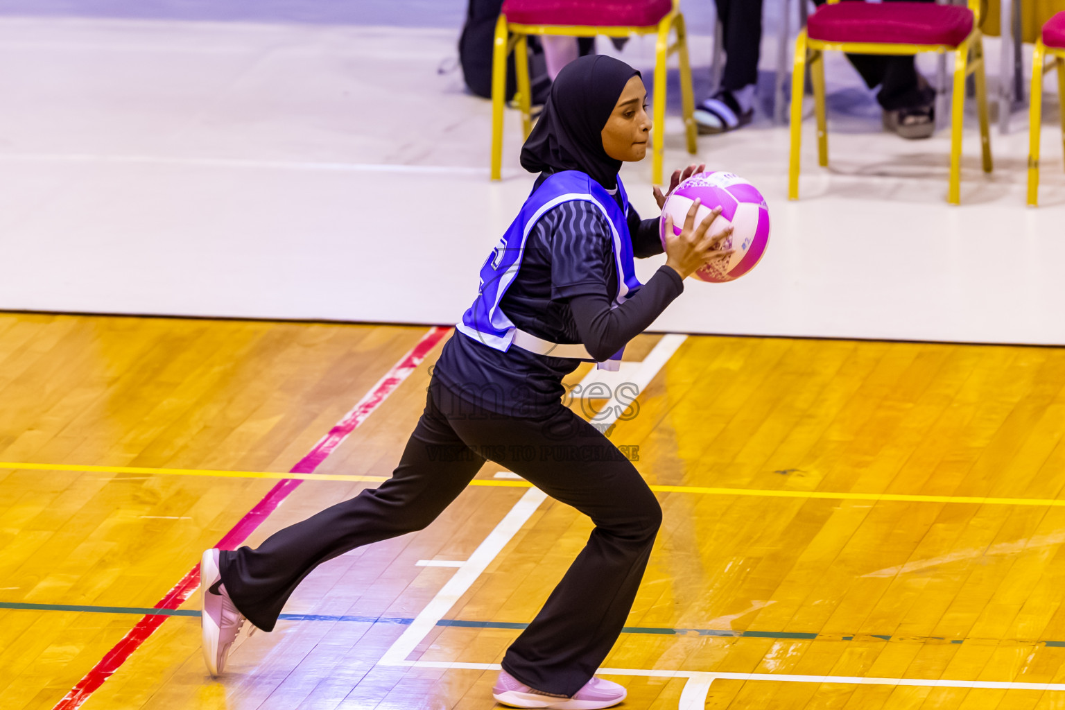 SC Skylark vs SC Shining Star in Day 7 of 24th Milo Netball Association Championship was held in Social Center at Male', Maldives on Sunday, 7th September 2025. Photos: Nausham Waheed / images.mv