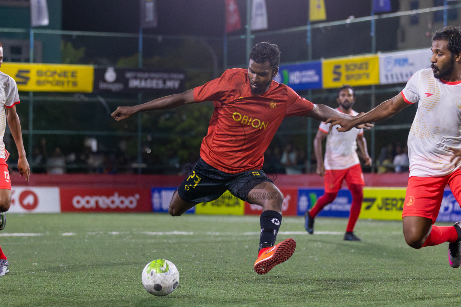 H.Dh Naivaadhoo vs H.Dh Kulhudhuffushi in Day 6 of Golden Futsal Challenge 2024 was held on Saturday, 20th January 2024, in Hulhumale', Maldives Photos: Mohamed Mahfooz Moosa / images.mv