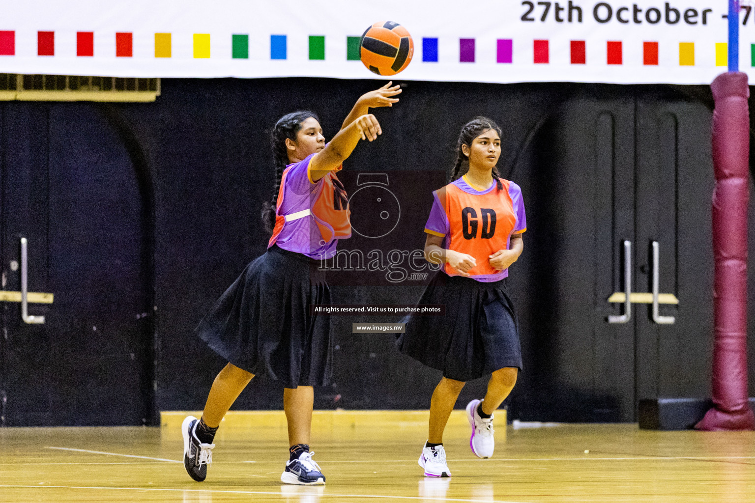 Day 9 of 24th Interschool Netball Tournament 2023 was held in Social Center, Male', Maldives on 4th November 2023. Photos: Hassan Simah / images.mv