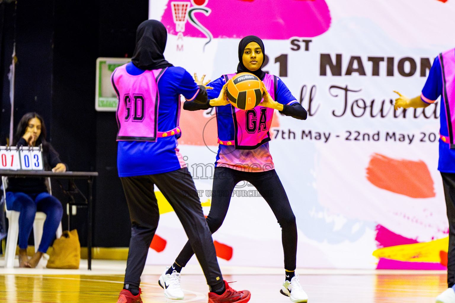 Kulhudhuffushi Youth & Recreation Club vs Sports Club Shining Star in Day 4 of 21st National Netball Tournament was held in Social Canter at Male', Maldives on Sunday, 19th May 2024. Photos: Nausham Waheed / images.mv