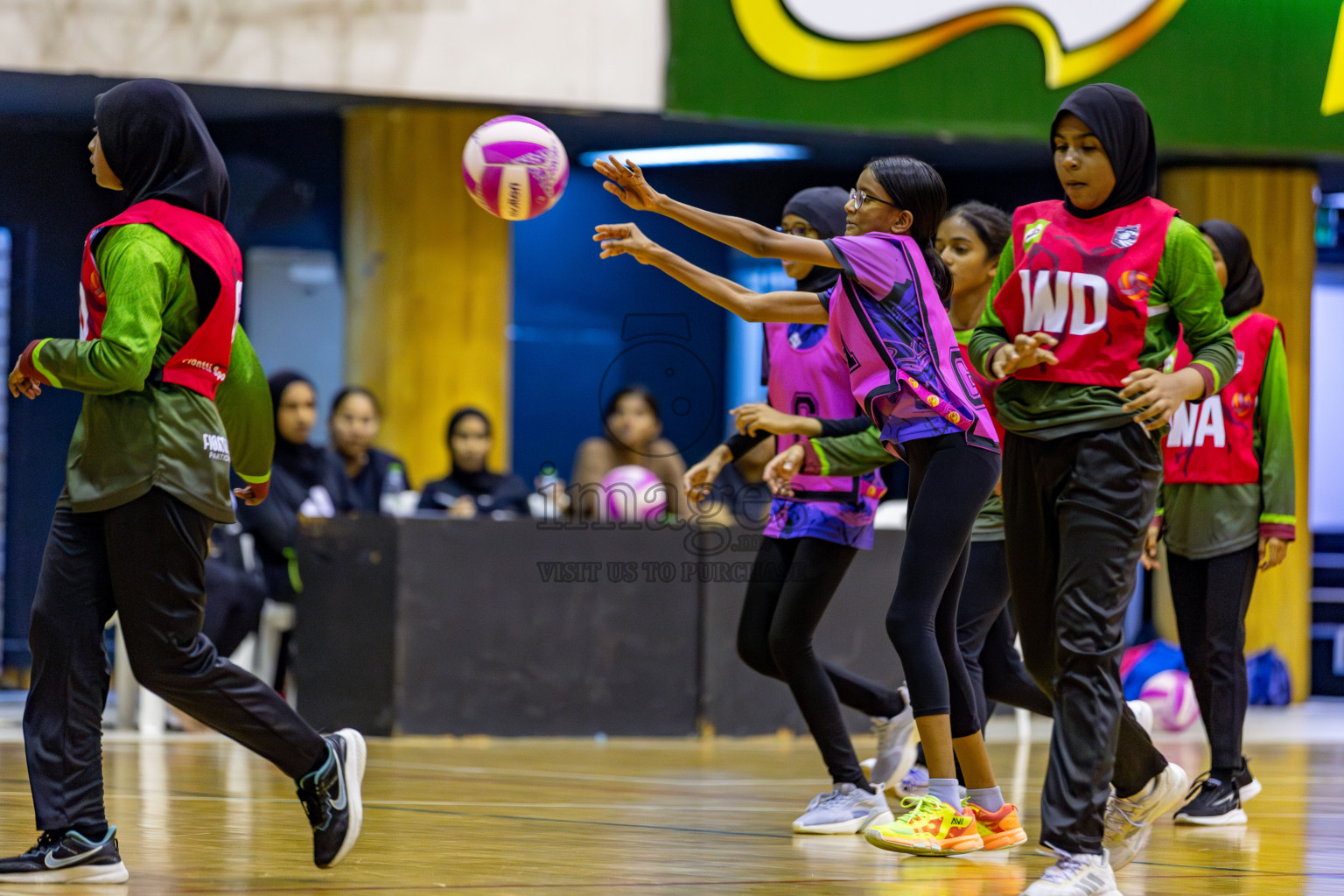 N Sports Acamdemy B vs Fiontti A Team in Day 3 of 3rd Netball Junior Championship, held at Social Center on Tuesday, 21st January 2025 . 
Photos: Hassan Simah / images.mv