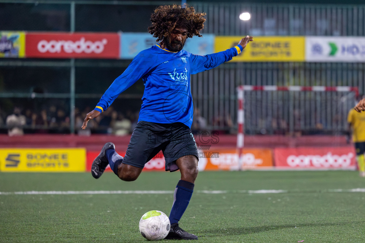 K. Maafushi vs K. Kaashidhoo in Day 28 of Golden Futsal Challenge 2024 was held on Sunday , 11th February 2024 in Hulhumale', Maldives Photos: Mohamed Mahfooz Moosa / images.mv