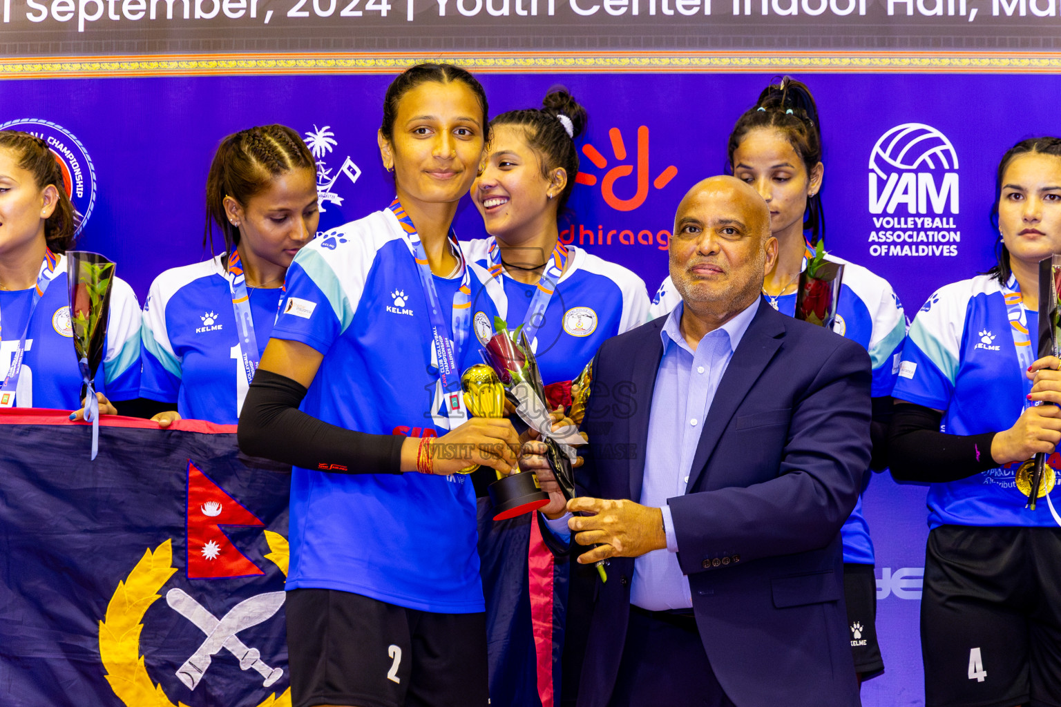 Nepal Police Club vs Humo VC in the Final of CAVA Woman's Volleyball Club Championship 2024 was held in Social Center, Male', Maldives on Saturday, 21st September 2024. Photos: Nausham Waheed / images.mv