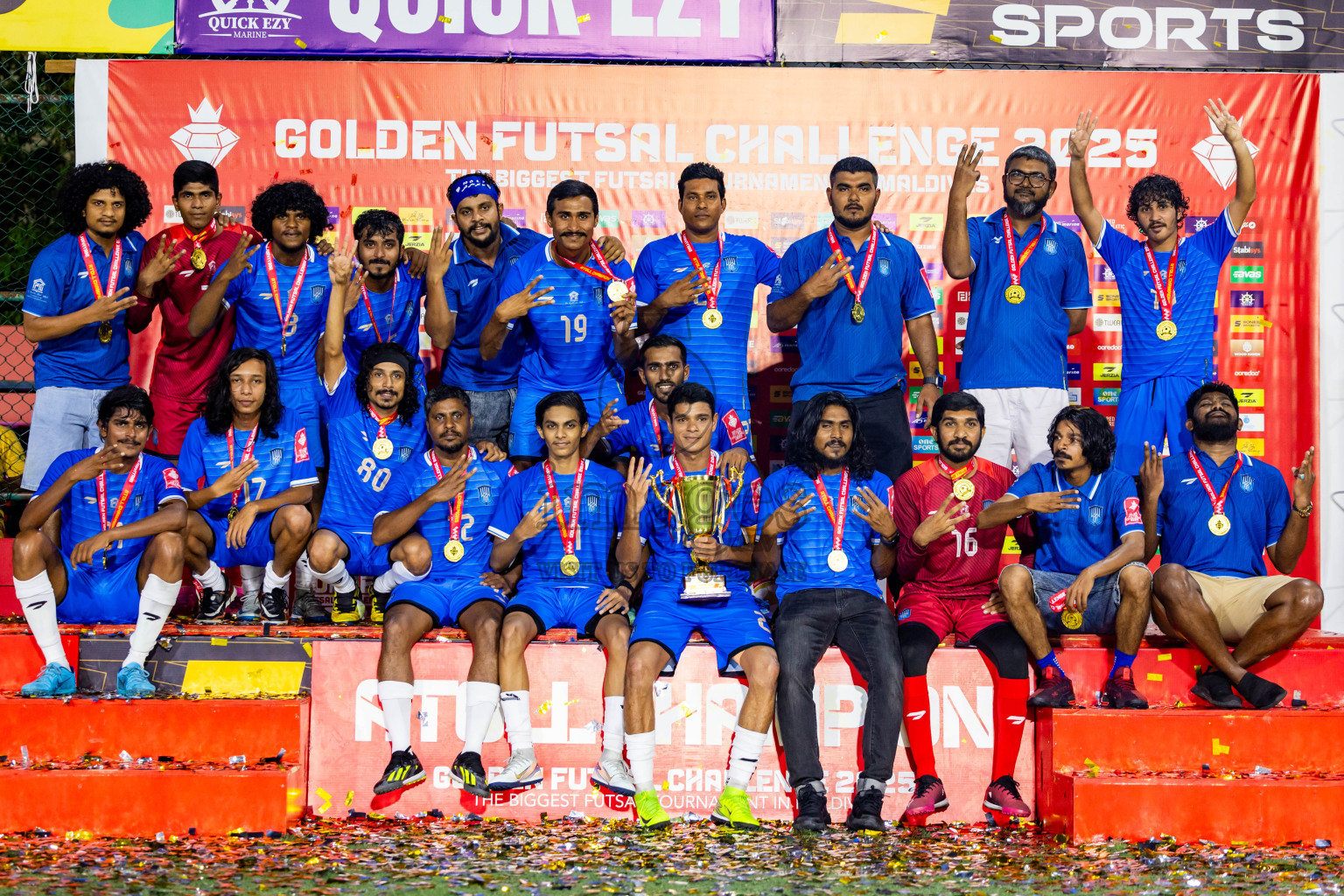 Lh Naifaru vs Lh Kurendhoo in Lhaviyani Atoll Finals Day 26 of Golden Futsal Challenge 2025 was held on Thursday , 30th January 2025, in Hulhumale', Maldives. Photos: Nausham Waheed / images.mv