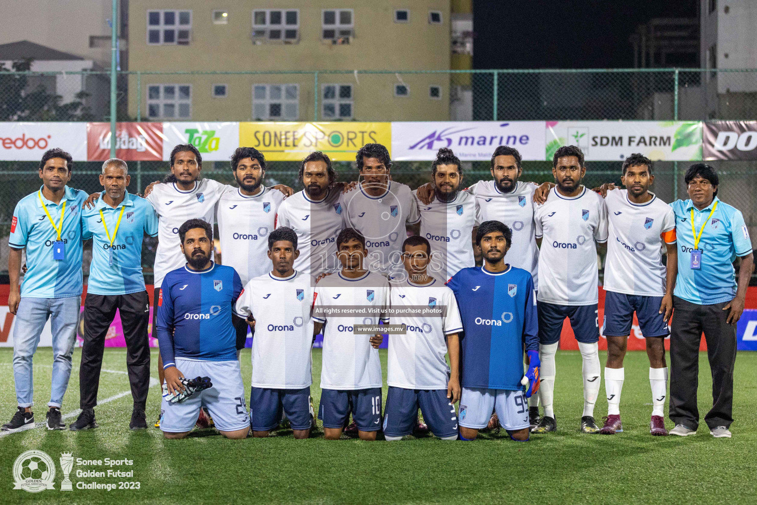 Sh. Feevah vs Sh. Lhaimagu in Day 4 of Golden Futsal Challenge 2023 on 08 February 2023 in Hulhumale, Male, Maldives