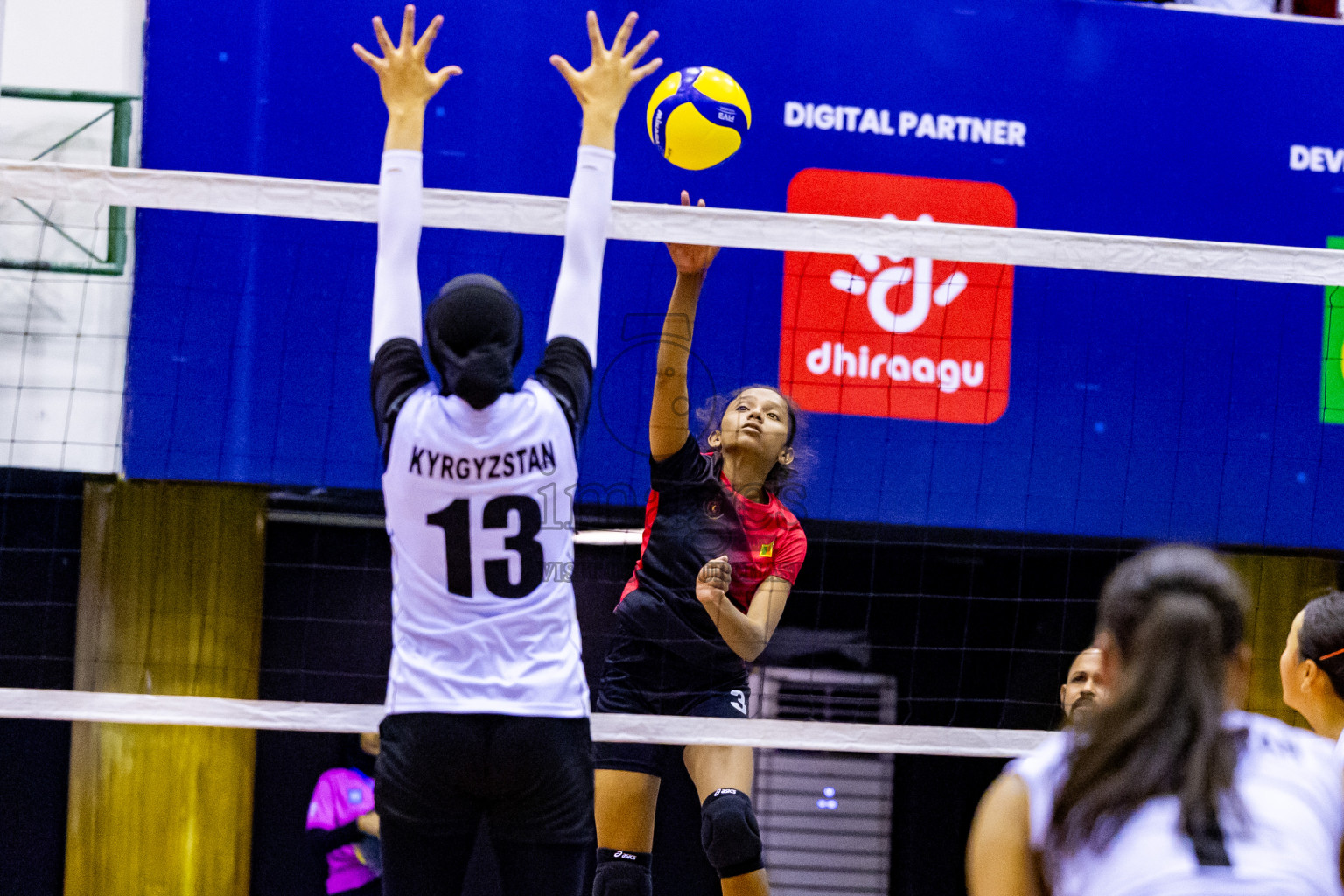 Kyrgyzstan vs Sri Lanka in Final of CAVA U20 Woman's Volleyball Championship 2024 was held in Social Center, Male', Maldives on 23rd July 2024. Photos: Nausham Waheed / images.mv