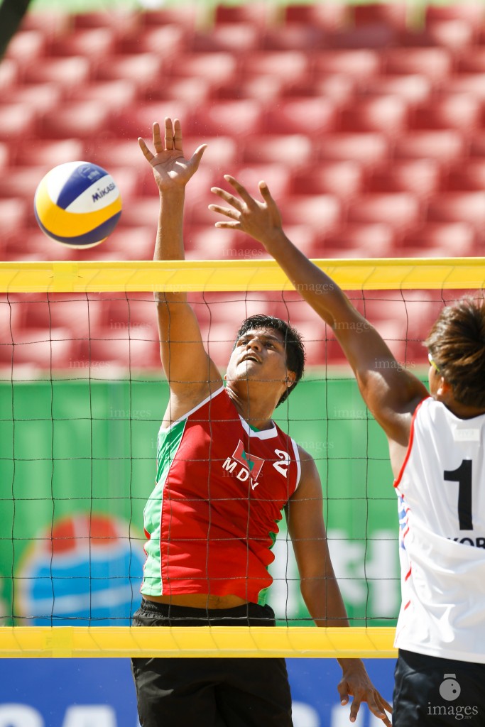 Maldivian beach volleyball team in Asian Games 2014 in Incheon, South Korea (Images.mv Photo/ Hussain Sinan).
