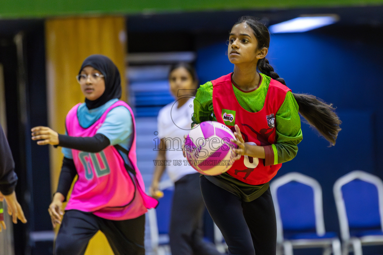 Fionti A Team vs Netkids B in Day 3 of 3rd Netball Junior Championship, held at Social Center on Wednesday 22nd January 2025 . Photos: Shuu Abdul Sattar / images.mv