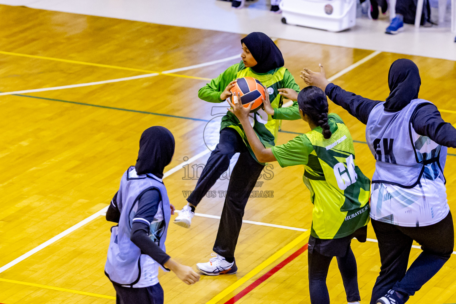 Day 3 of 25th Inter-School Netball Tournament was held in Social Center at Male', Maldives on Sunday, 11th August 2024. Photos: Nausham Waheed / images.mv