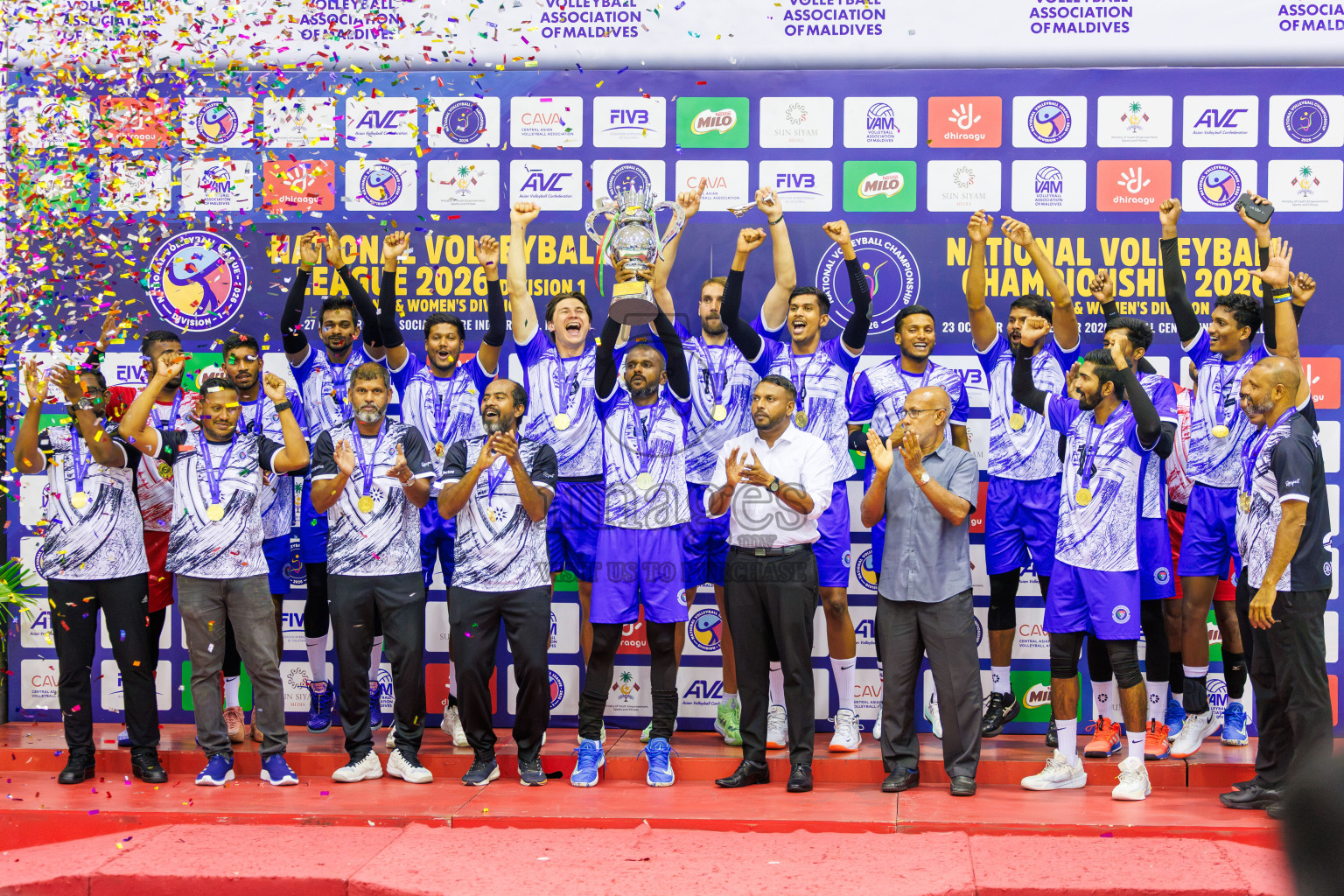 Dhivehi Sifainge Club vs Police Club in the Finals of VAM National Volleyball Championship 2026 (Men's Division) held in Male', Maldives on Tuesday, 27th October 2026 at Social Center Indoor Hall. Photos by: Mohamed Shavir Rasheed / images.mv