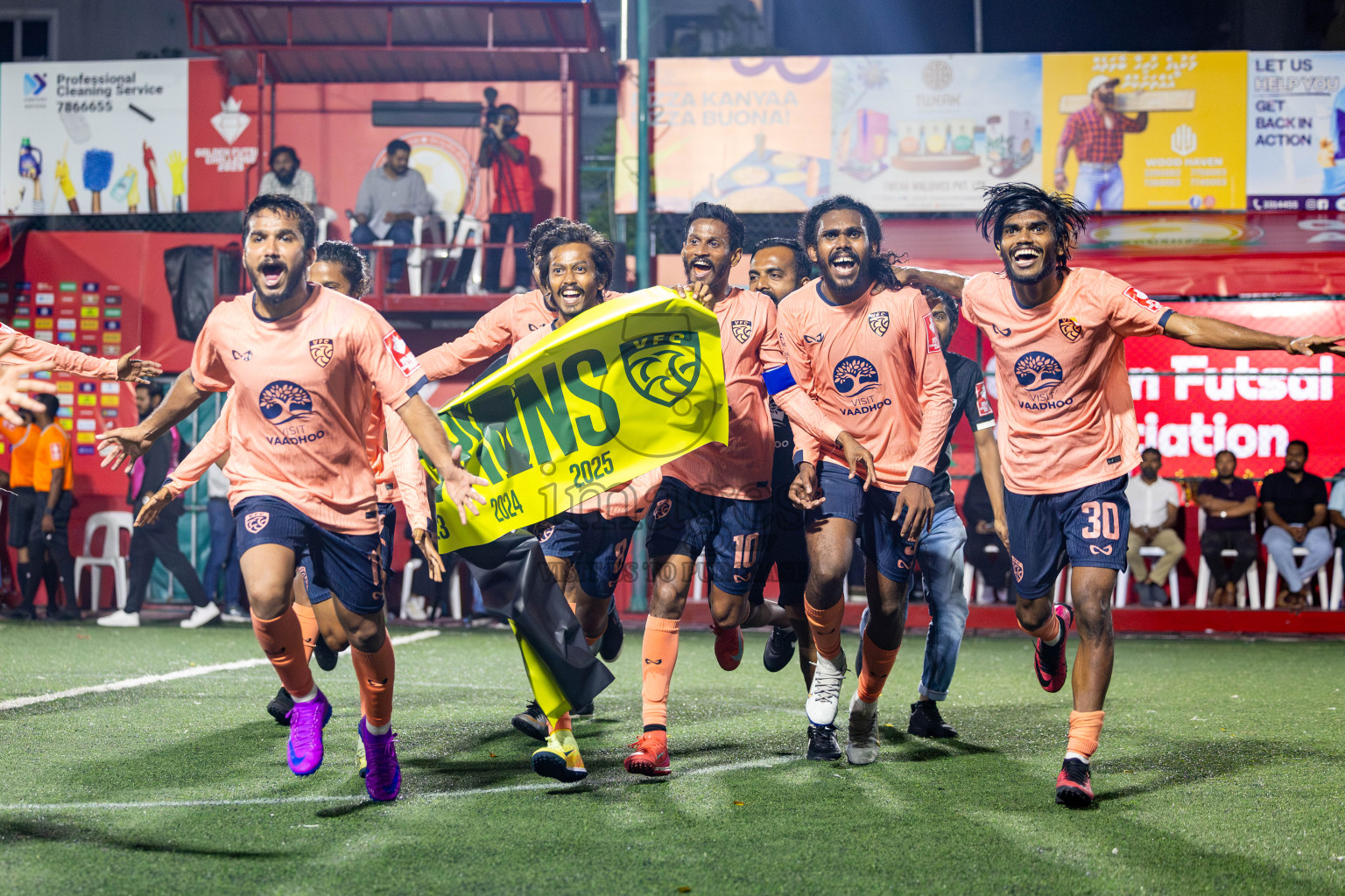 GDh Vaadhoo vs GDh Gadhdhoo in Gaafu Dhaal Atoll Final in Day 24 of Golden Futsal Challenge 2025 was held on Tuesday , 28th January 2025, in Hulhumale', Maldives. Photos: Nausham Waheed / images.mv