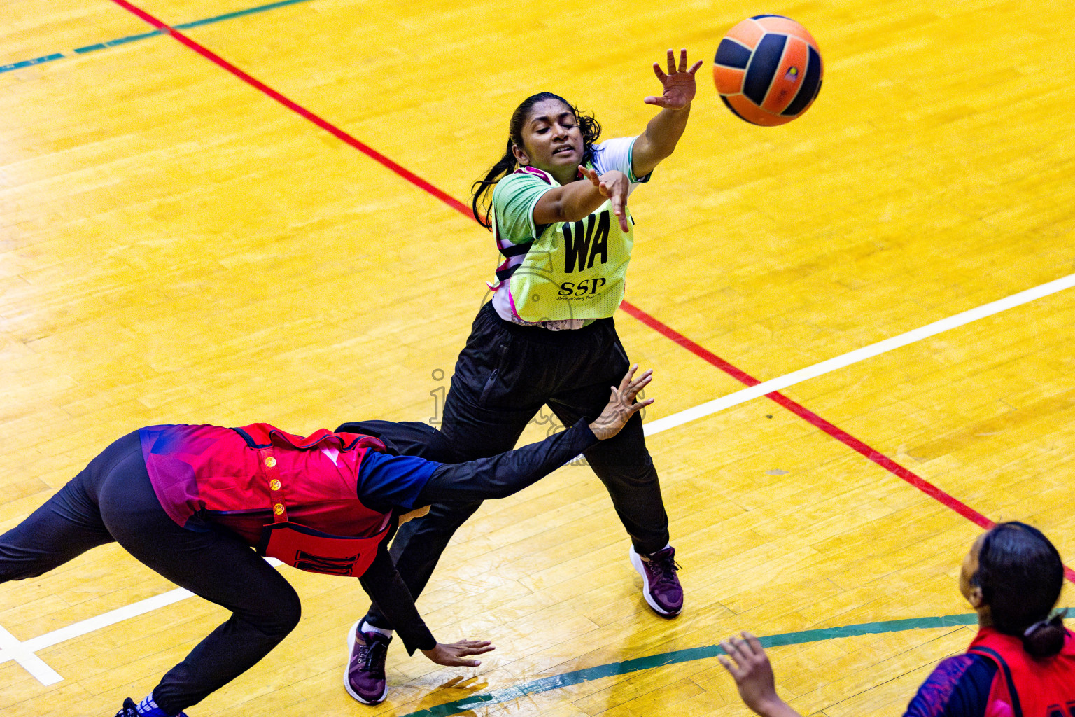 Club Green Street vs Club Matrix in Day 5 of 21st National Netball Tournament was held in Social Canter at Male', Maldives on Monday, 20th May 2024. Photos: Nausham Waheed / images.mv