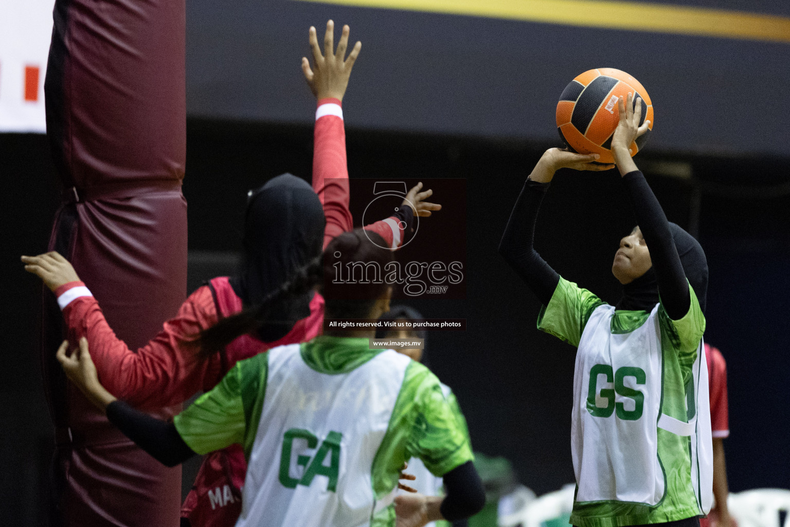 Day 9 of 24th Interschool Netball Tournament 2023 was held in Social Center, Male', Maldives on 4th November 2023. Photos: Hassan Simah / images.mv