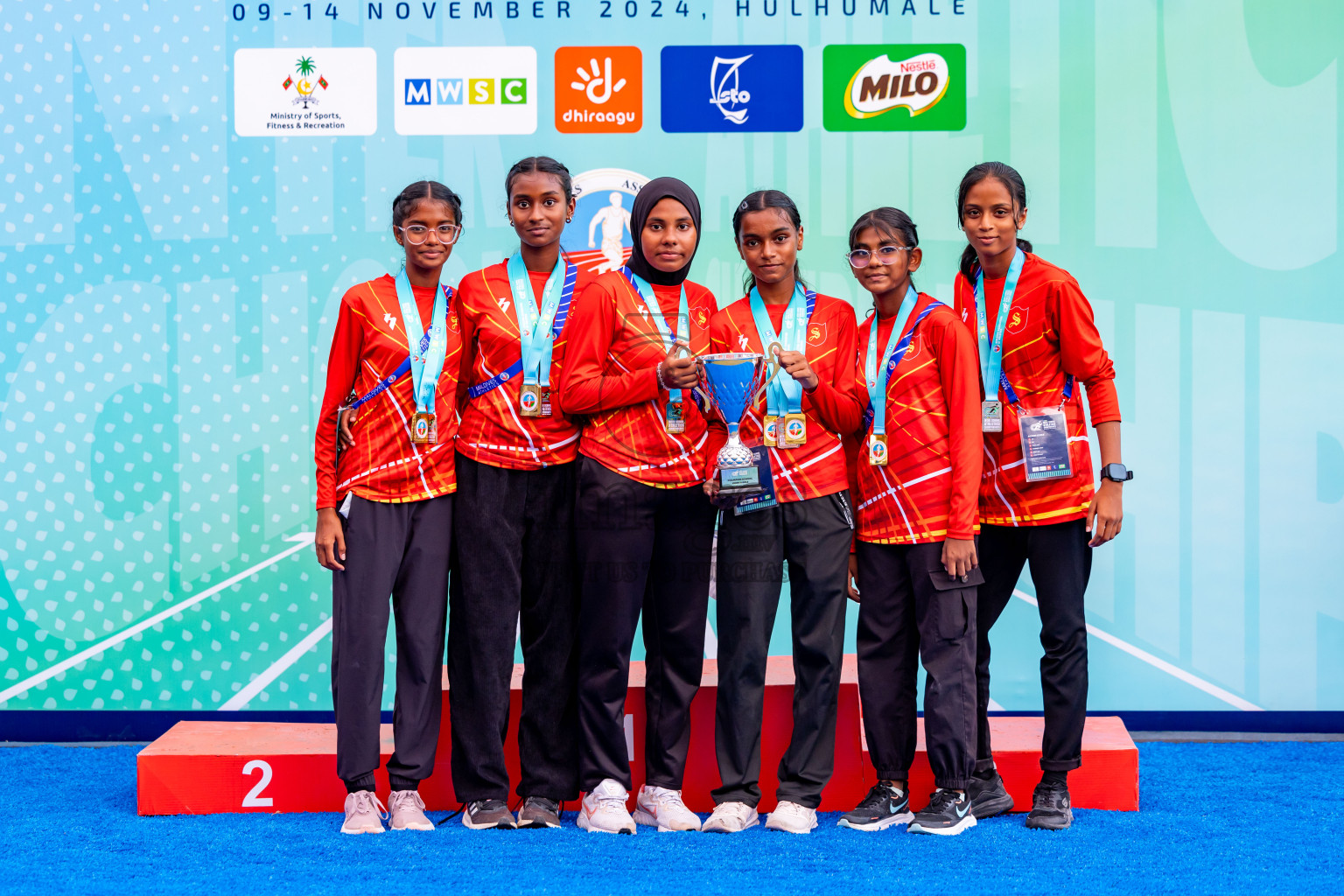 Day 6 of MWSC Interschool Athletics Championships 2024 held in Hulhumale Running Track, Hulhumale, Maldives on Thursday, 14th November 2024. Photos by: Nausham Waheed / Images.mv