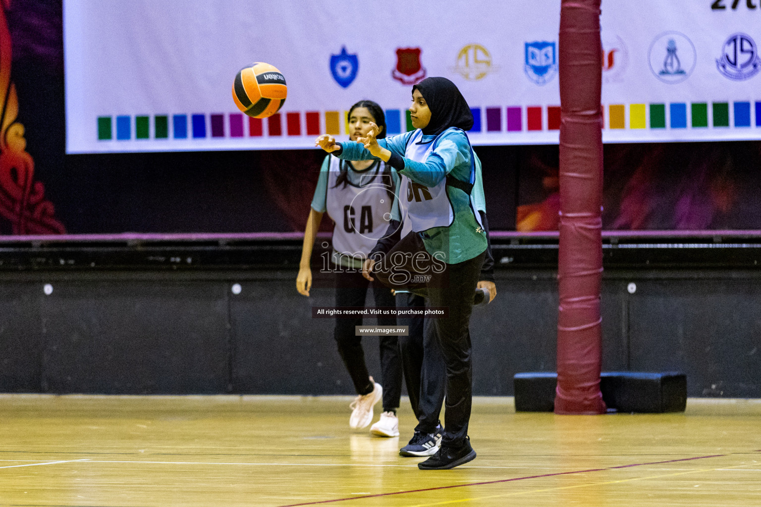 Day 9 of 24th Interschool Netball Tournament 2023 was held in Social Center, Male', Maldives on 4th November 2023. Photos: Hassan Simah / images.mv