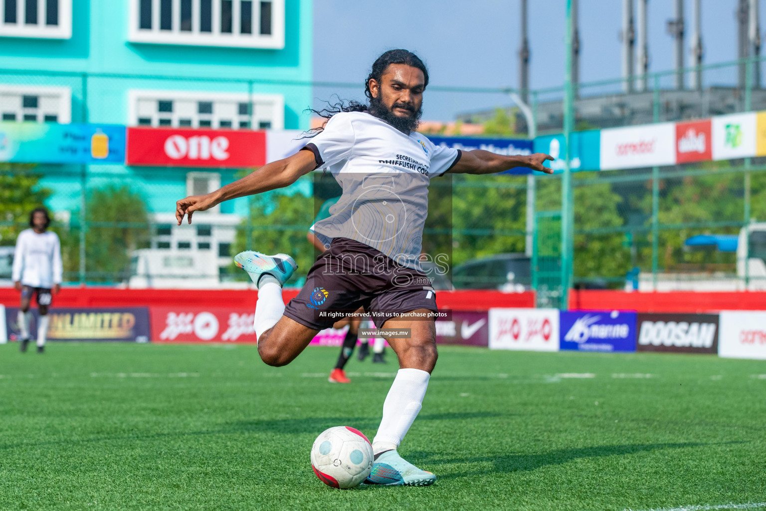 K. Dhiffushi vs K. Thulusdhoo in Day 6 of Golden Futsal Challenge 2023 on 10 February 2023 in Hulhumale, Male, Maldives