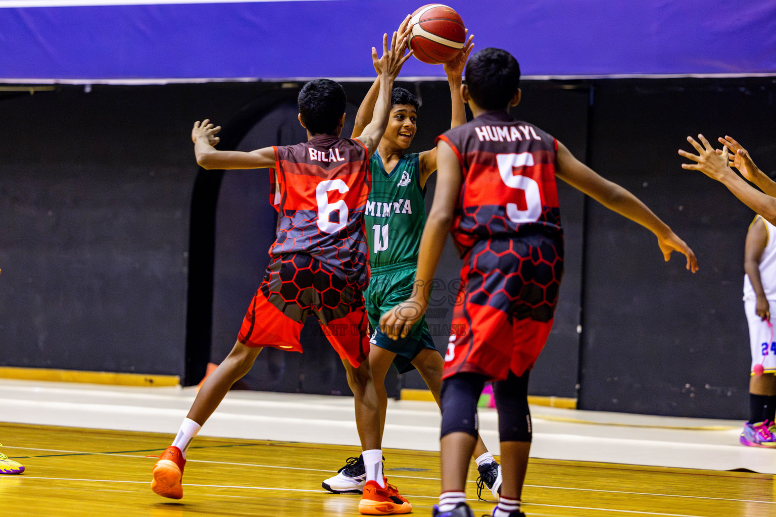 Aminiyya School vs Iskandhar School in day 26 of Junior Basketball Championship 2024 was held in Social Center, Male', Maldives on Tuesday, 10th December 2024. Photos: Nausham Waheed / images.mv