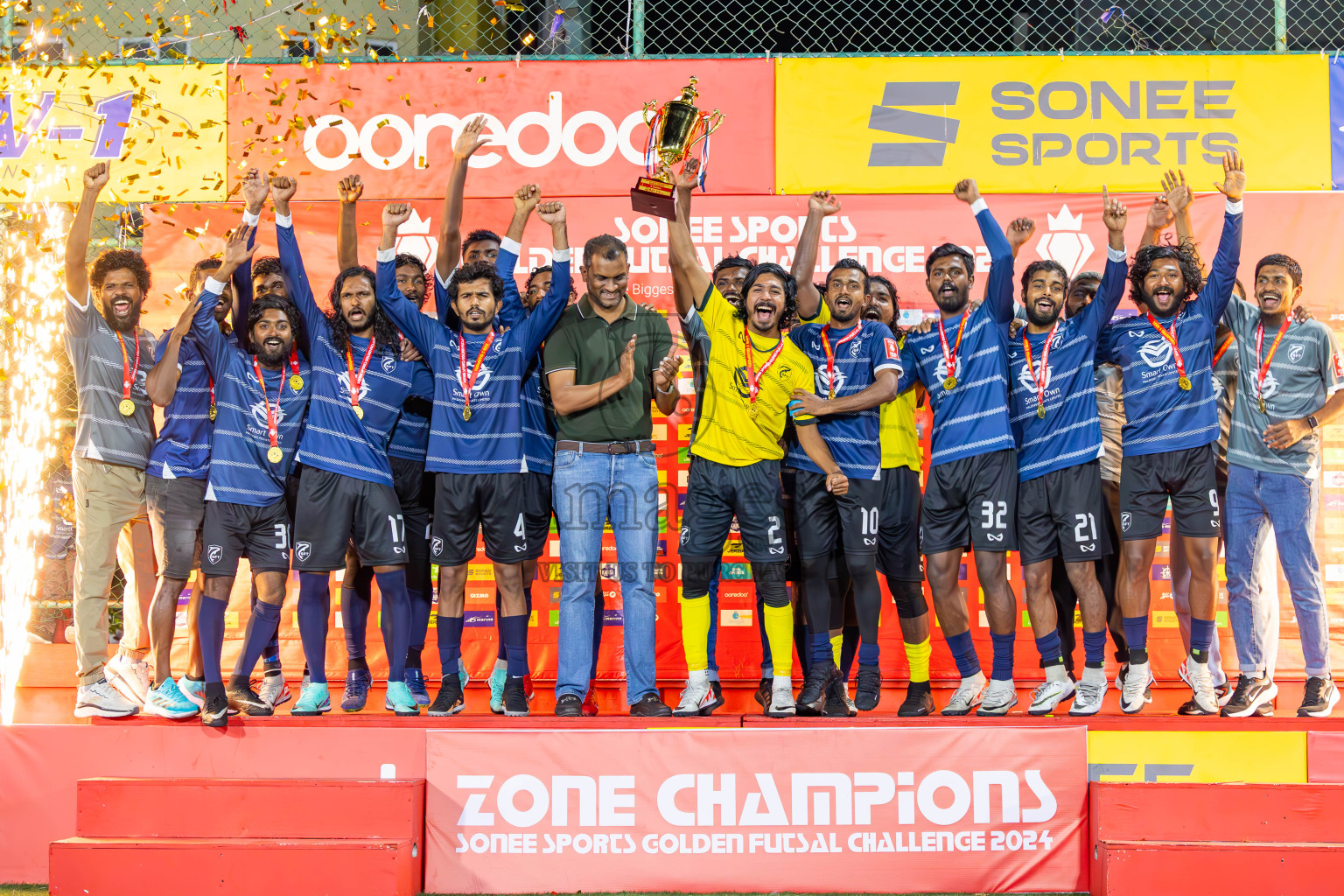 K Gaafaru vs B Eydhafushi in Zone 3 Final on Day 38 of Golden Futsal Challenge 2024 which was held on Friday, 23rd February 2024, in Hulhumale', Maldives Photos: Ismail Thoriq / images.mv