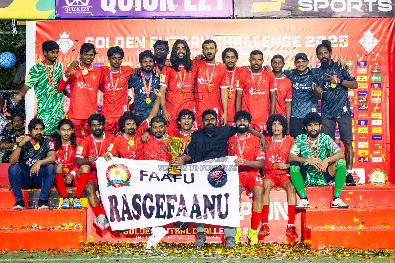 F Dhanraboodhoo vs F Magoodhoo in Faafu Atoll Finals in Day 25 of Golden Futsal Challenge 2025 was held on Wednesday , 28th January 2025, in Hulhumale', Maldives. Photos: Nausham Waheed / images.mv